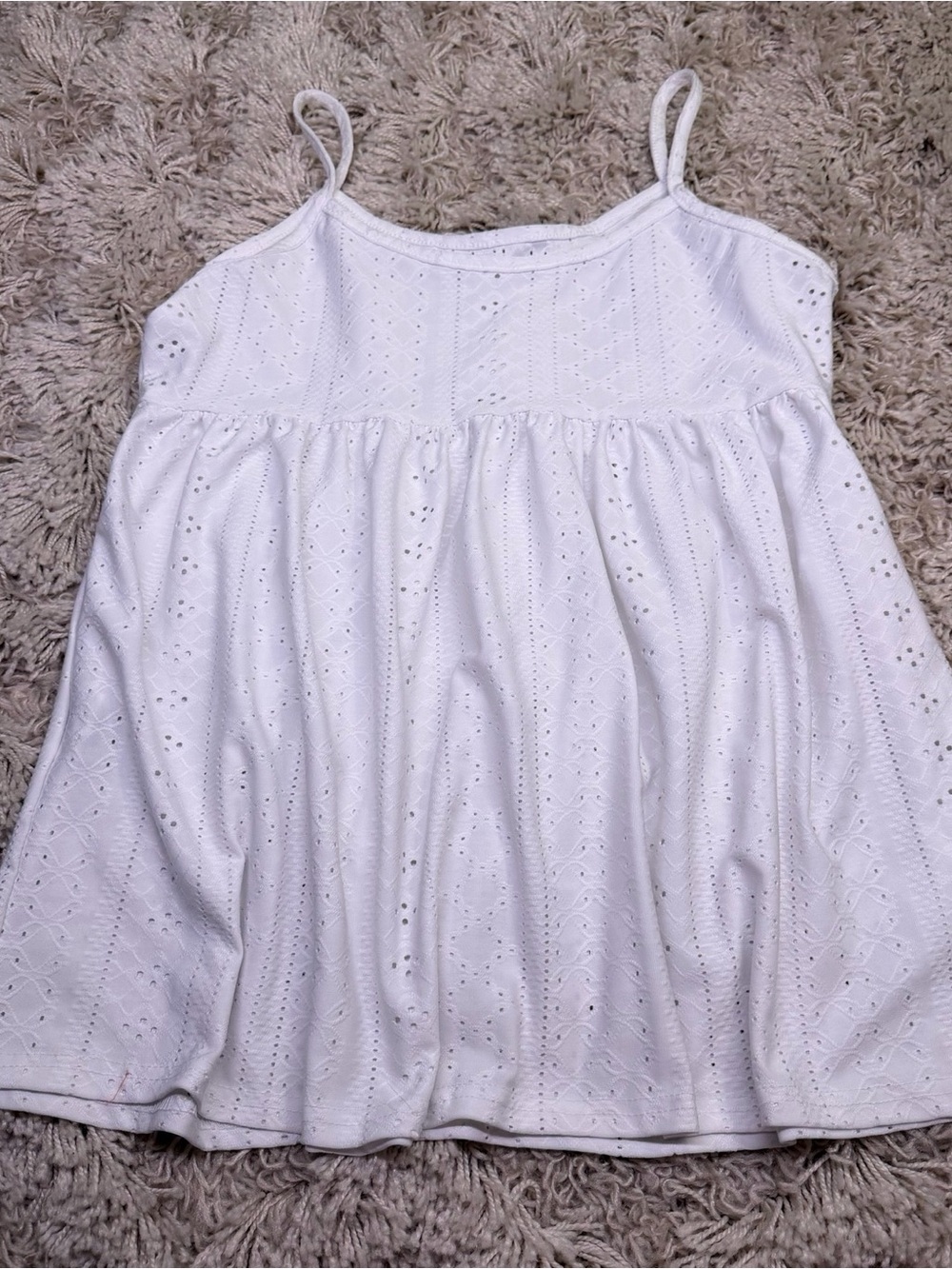 SHEIN LUNE White Eyelet Embroidery Peplum Cami Top XL Boho Summer